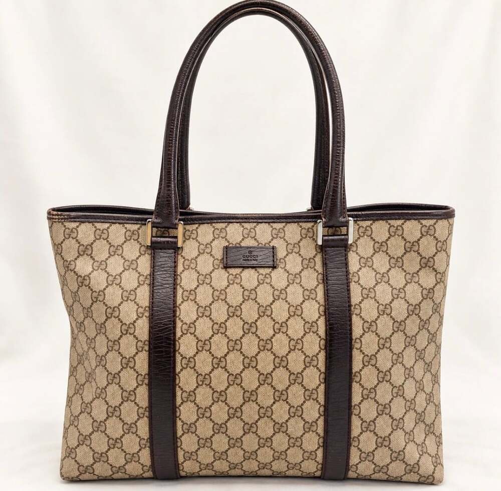 Gucci GG Supreme Joy Tote Large Beige Brown Monogram Shoulder Bag 114288